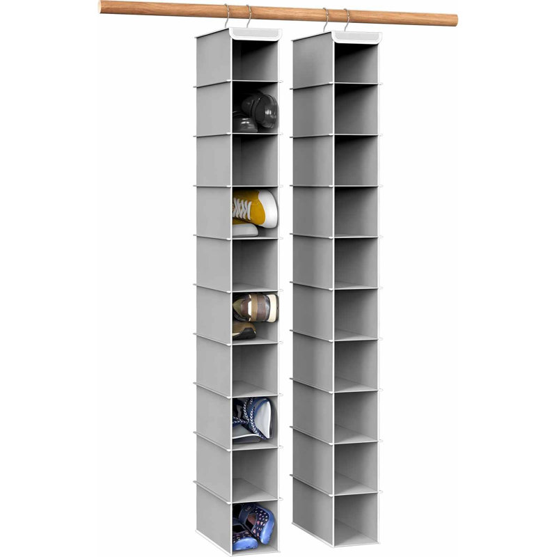 2 Pack 10 Shelves Hanging Organizer, Gray