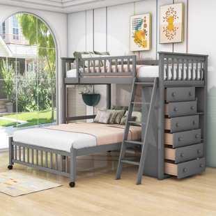 Kids Twin Over Full Bunk Bed with Drawers