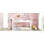 Lit superposé simple au-dessus d'une chambre simple avec tête de lit, pied de lit et garde-corps, échelle, lit superposé en bois d'hévéa avec garde-corps de sécurité-649611449