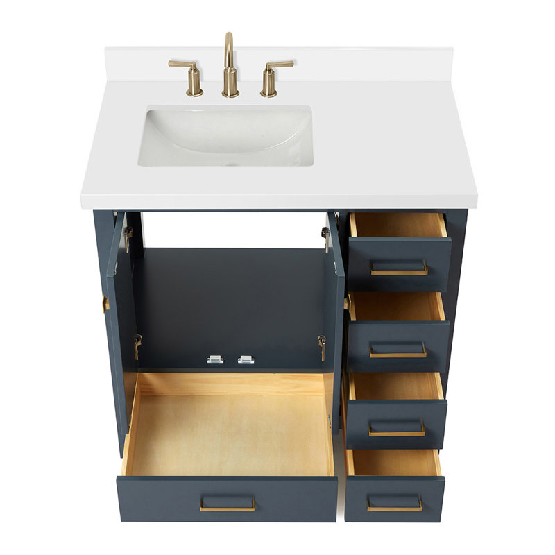 Ensemble de meuble-lavabo simple 37 po Cambridge, Bleu minuit, Rectangular