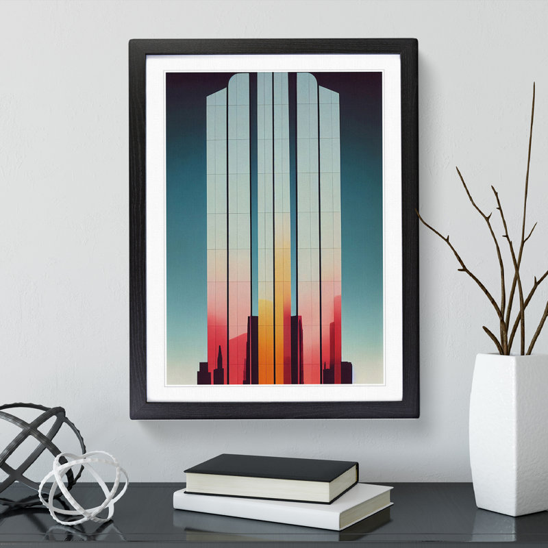 Futuristic City Architecture No.2 Skyscraper - Single Picture Frame Print, Black, 64cm H x 46cm W x 2cm D