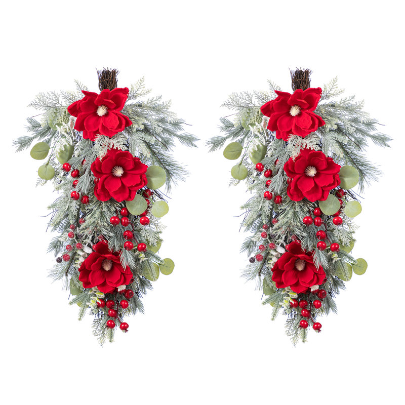 Ensemble de 2 gouttes de mangue et de baies rouges de Noël de 28 po de hauteur