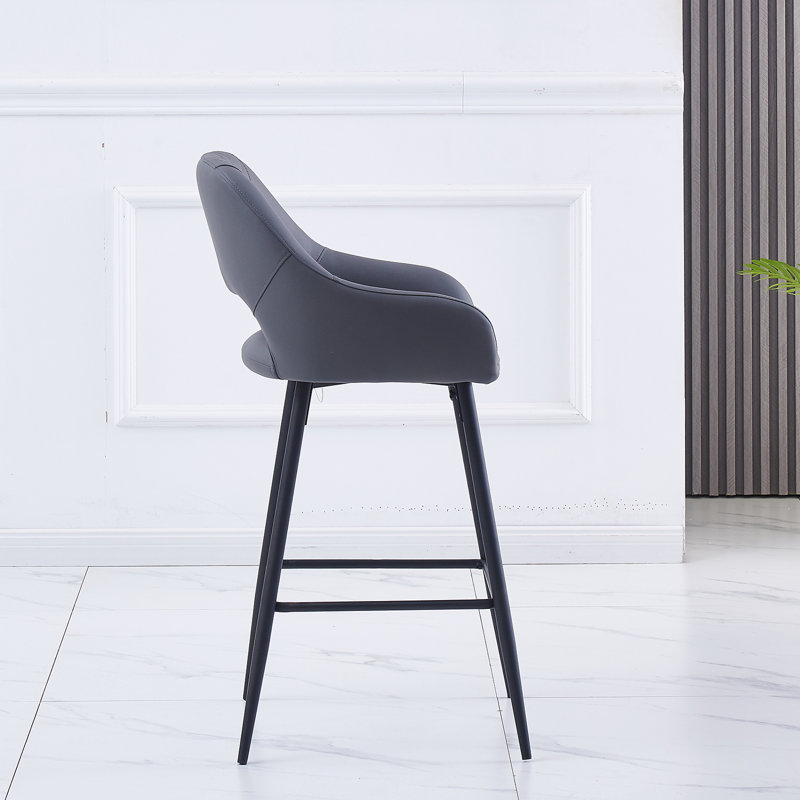 Cowles 67cm Faux Leather Arm Bar Stool, Grey