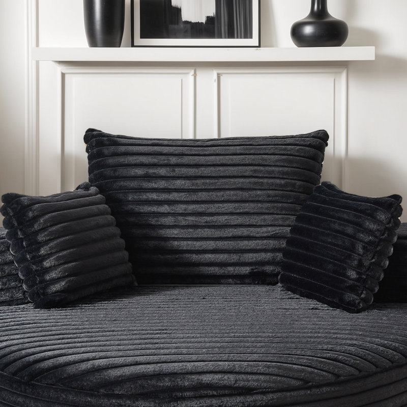 55''L Oversized Round Chaise Longue Chair Indoor, Corduroy Sponge Single Sofa, Oversized Round Chairs, Modern Sleeper Chair For Living Room,Projection Room（Black)