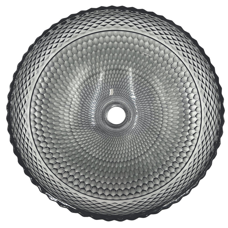 Lavabos vasques en cristal 16 po avec base blanche Jewel, Noir