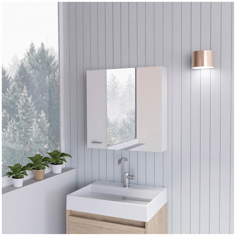 Armoire à pharmacie Sines, quatre tablettes internes, porte double, Blanc