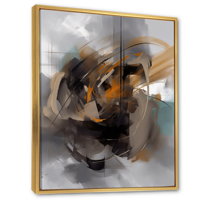 «Holle Abstract Design Shapes IV», reproduction sur toile, H 20 po x l 12 po x P 1 po, Cadre flottant doré