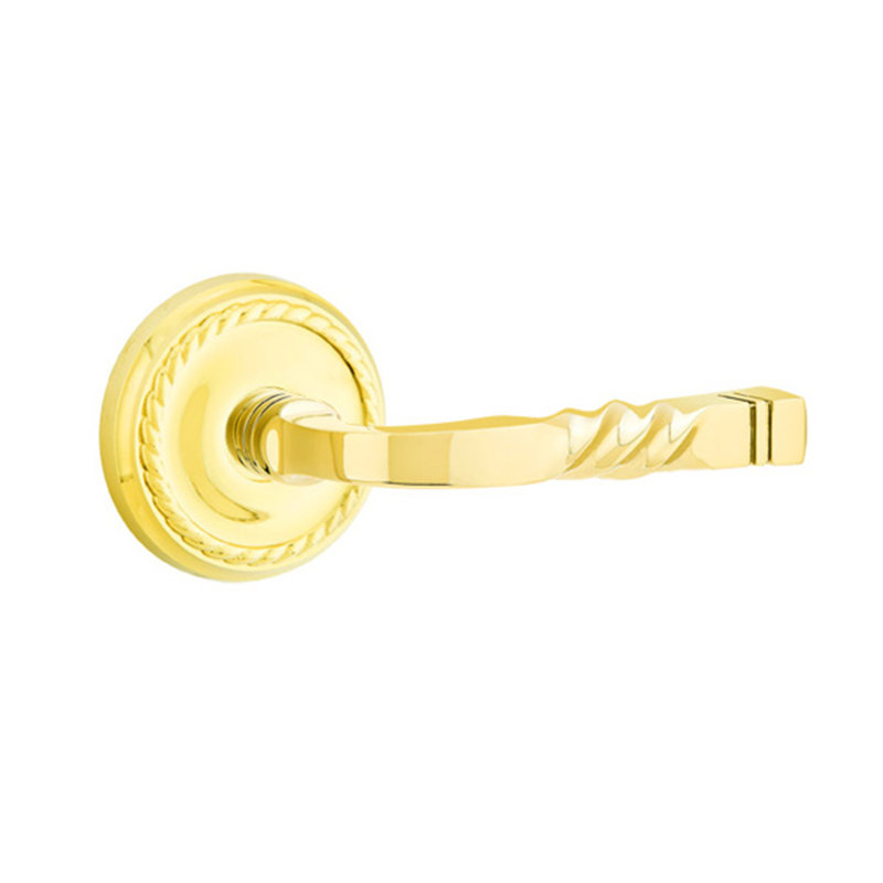 Poignée de porte avec rosette Santa Fe, Gauche, Laiton brillant