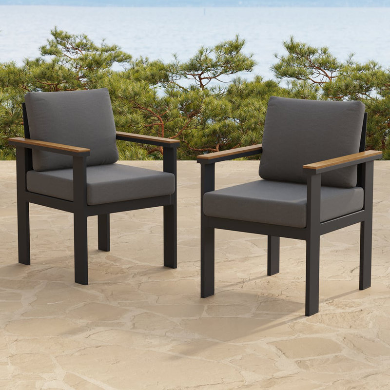 Ensemble de 2 chaises de salle à manger avec accoudoirs et chaises d'extérieur modernes pour le jardin, la terrasse ou le patio