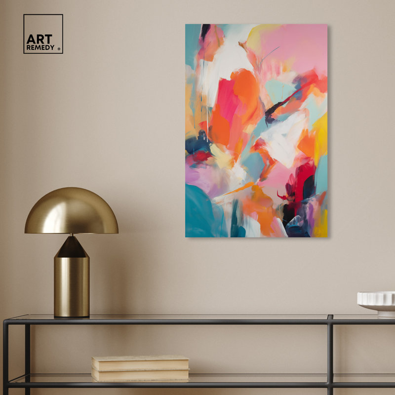Sorbet Abstract II Retro Modern Multicolor Canvas Wall Art