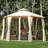 Patio Gazebo, Double Roof Hexagon Outdoor Gazebo Canopy Shelterwith Netting & Curtains, Solid Steel Frame(Canopy)-112604578-112604580