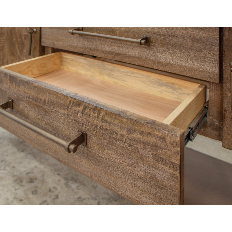 Rustic Brown Solid Wood Coffee Table with Storage