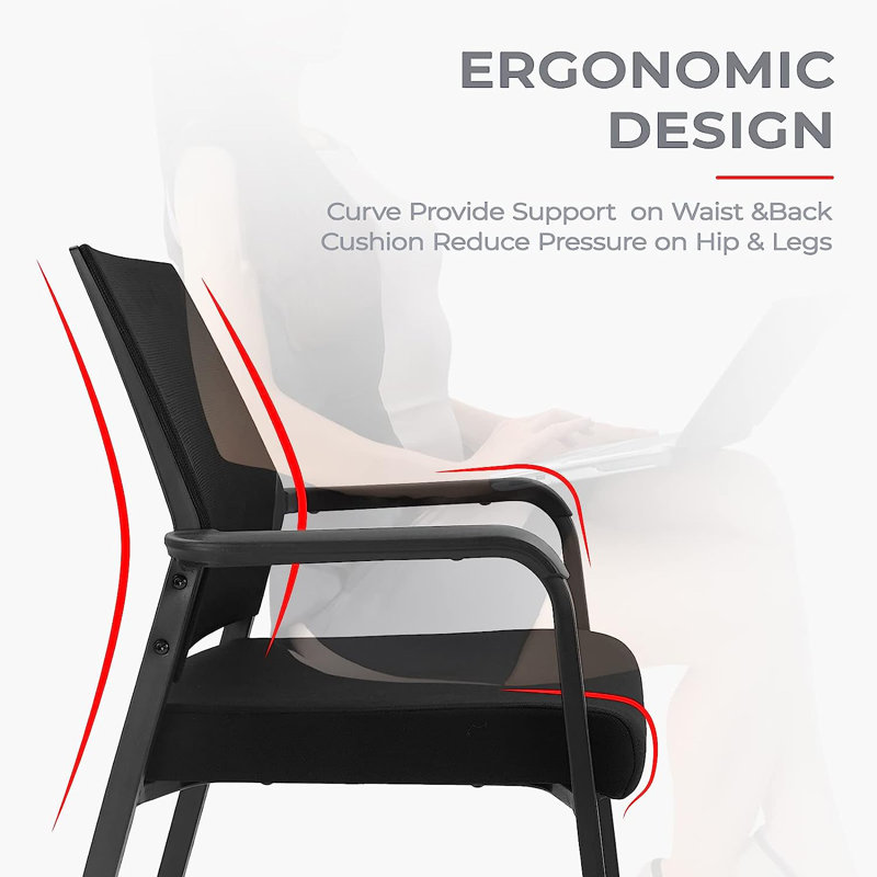 Black Mesh Stacking Office Chair with Metal Frame