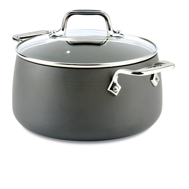 8-Quart Black Aluminum Stock Pot with Lid