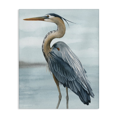 Heron Bird on Beach White Framed Giclee Art by Grace Popp 