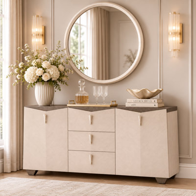 Buffet Fantosini avec miroir mural - Brume argentée