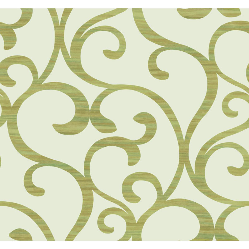 Dazzling Dimensions Damask Metallic Wallpaper Double Roll, White/Green