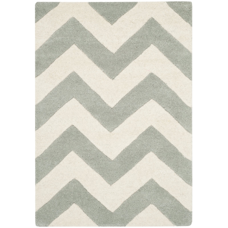 Teresita Hand Tufted Wool Chevron Rug, Rectangle 3' x 5'