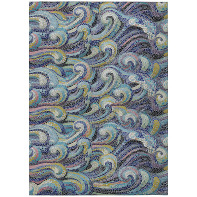 Tapis bleu / jaune en polyester tissé à la machine intérieur / extérieur Shorthill