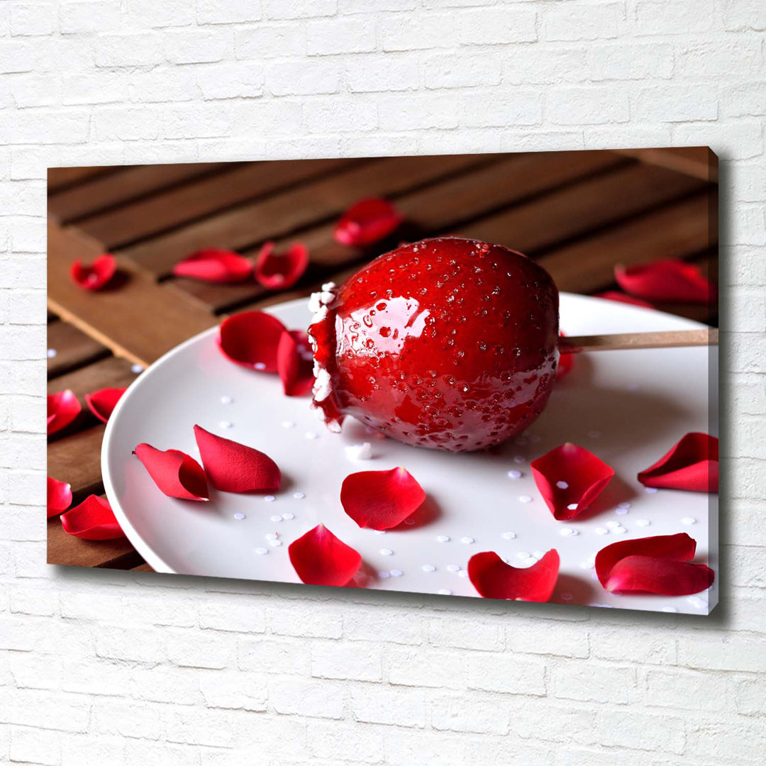 Apfel am Stiel - Kunstdrucke auf Leinwand - Wrapped Canvas