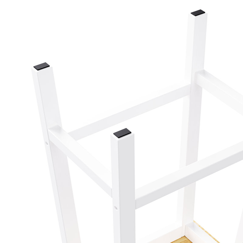 Chaises de bar en bois massif (lot de 2), hauteur 65 cm, blanches, avec repose-pieds, pour salle à manger.
