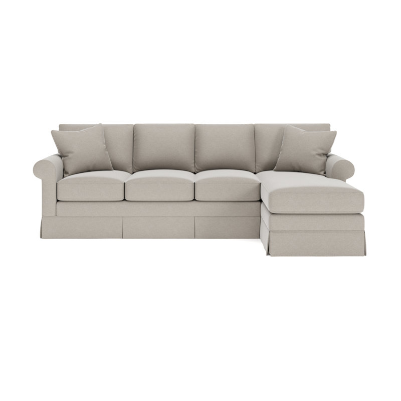Friedman Upholstered Sectional, Right Hand Facing, Drusky Linen Sustain® Basketweave
