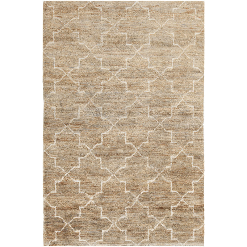 Tapis de zone naturelle noué la à la main Levine, 7 pi 9 po x 10 pi 6 po
