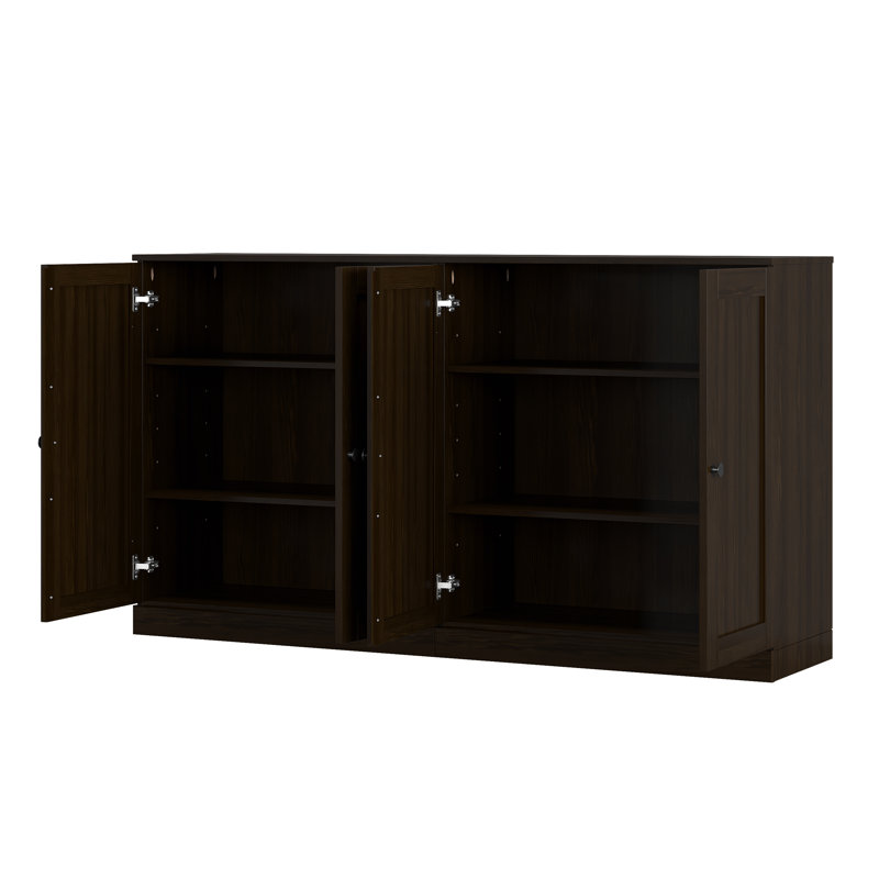 Buffet Palace Imports 100 % bois massif 64 po avec portes de style Shaker et étagères réglables, Espresso