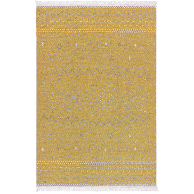 Aharshi Geometric Shapes Cotton Machine Made Indoor / Outdoor Area Rug, Rectangle 1'11" x 3'3"