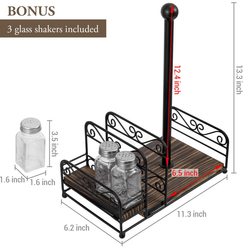 Metal and Solid Wood Paper Towel Holder