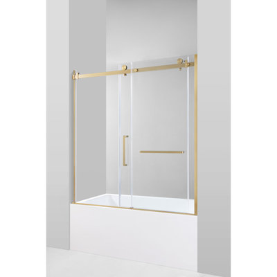 Kingston Brass 60-Inch Acrylic Rectangular 3-Wall Anti-Skid Alcove Tub With Tub Door, Hand Drain