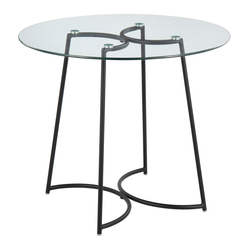Contemporary/Glam Dinette Table in Steel with Clear Glass Top by LumiSource, Black 