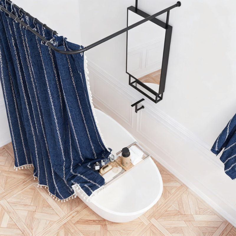 Ensemble de rideau de douche Farmhouse, Navy