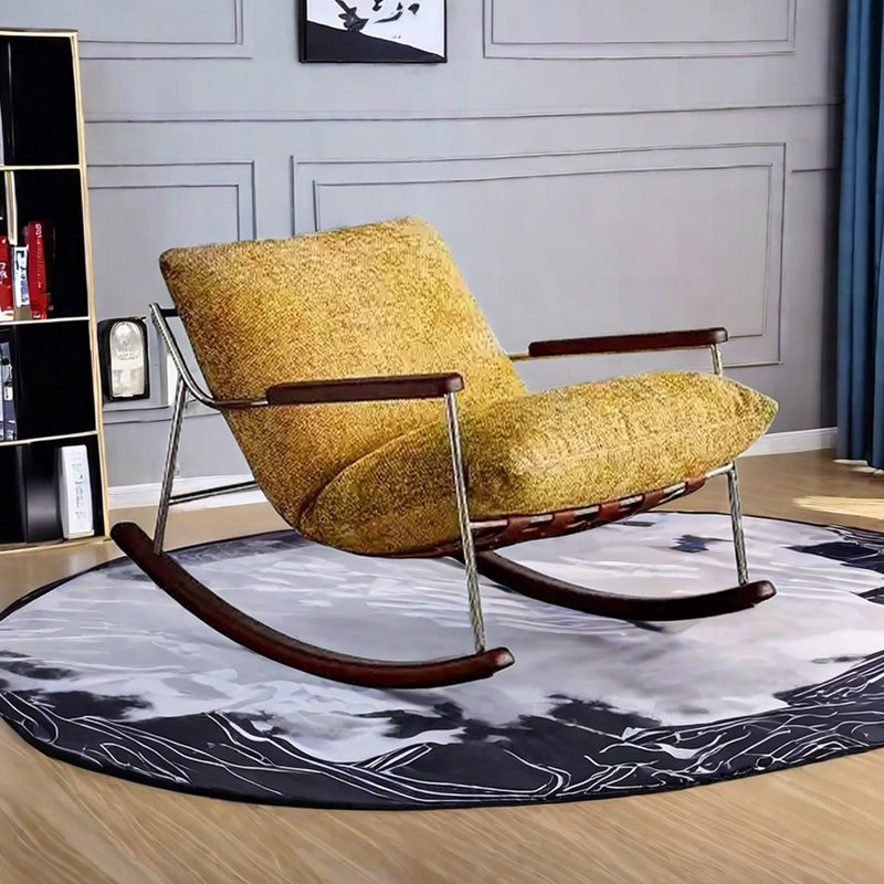 Chaise berçante confortable en chenille amovible, Jaune