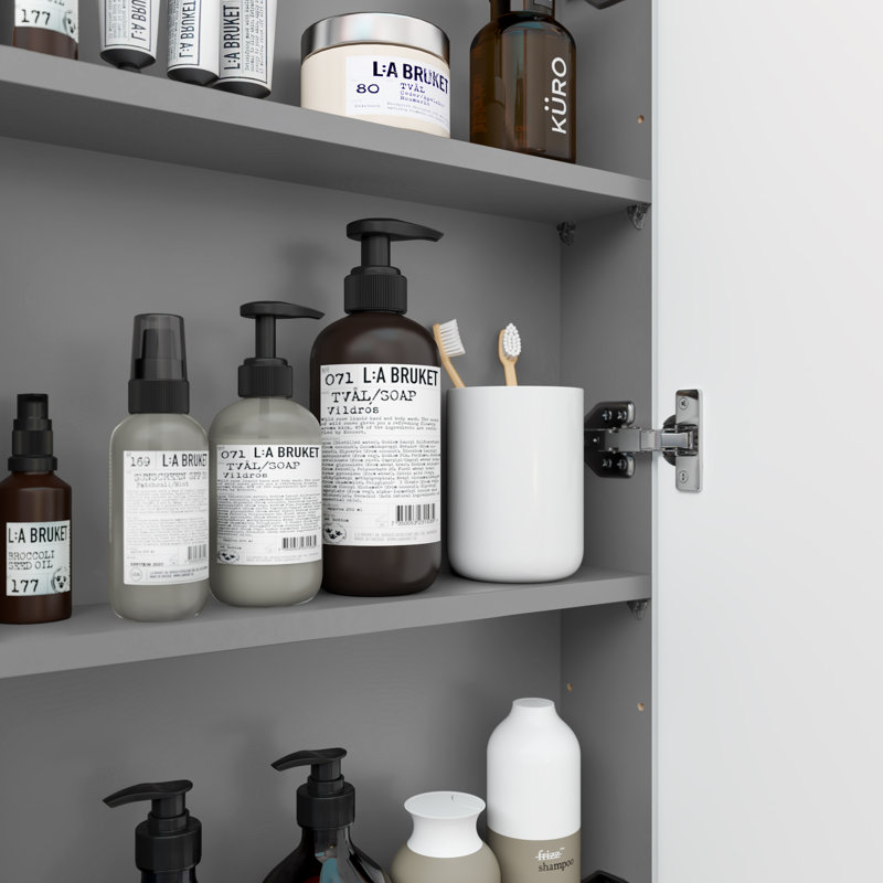 Recessed Frameless Single Door Medicine Cabinet with Adjustable Shelves
