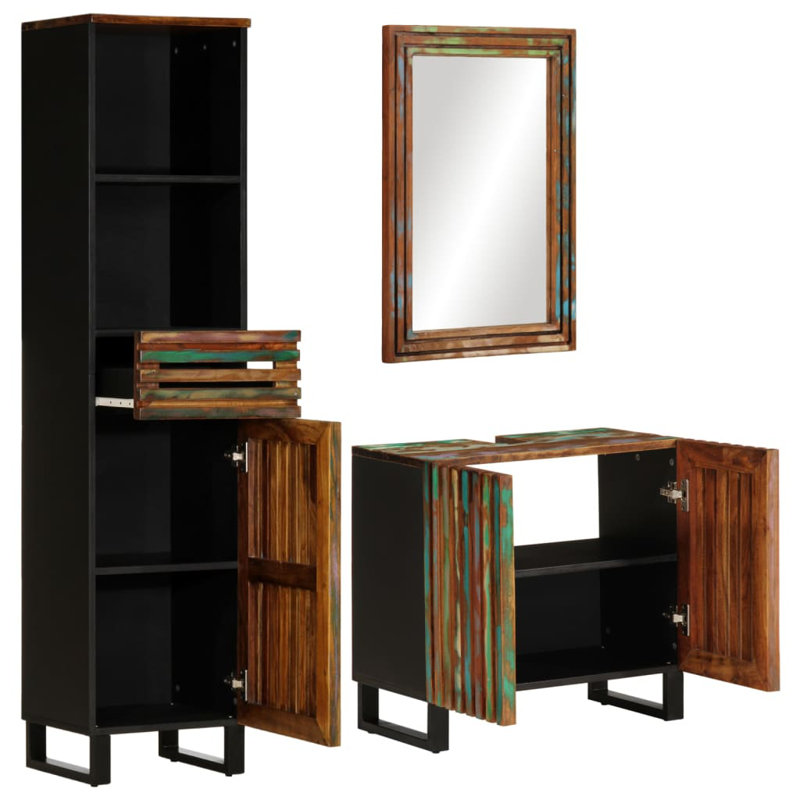 2-5 Bathroom Storage Furniture Set, Solid acacia wood