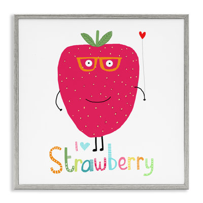 Fun Smiling Strawberry Framed Giclee Art by Carla Daly