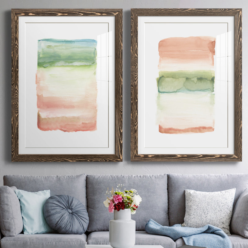 Skye I - ensemble de 2 peintures, H 37,5 po x l 55 po x P 1,5 po, Papier, cadre noyer