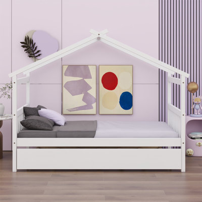 Lit en bois avec lit gigogne simple
