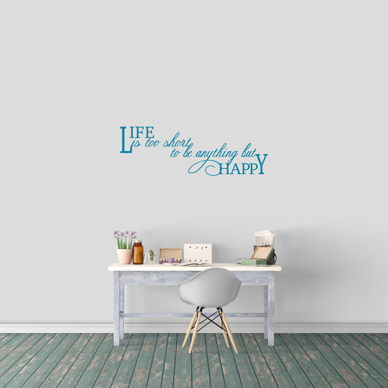 Décalcomanie murale "life is too short", Bleu sarcelle