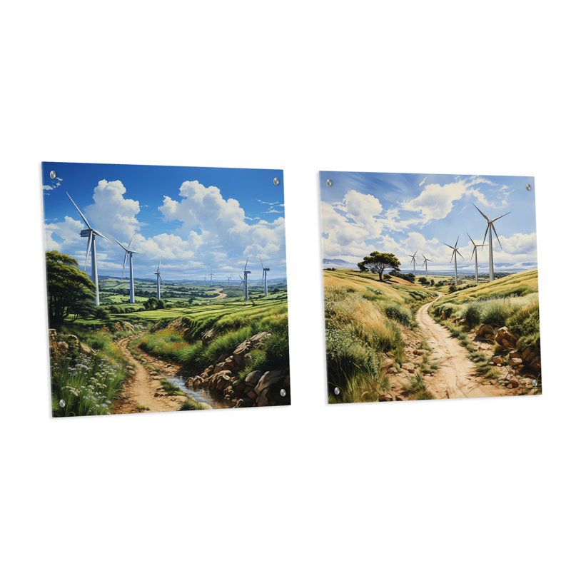 Illustration d'un ensemble de 2 verres à vent en acrylique, H 36 po x l 73 po