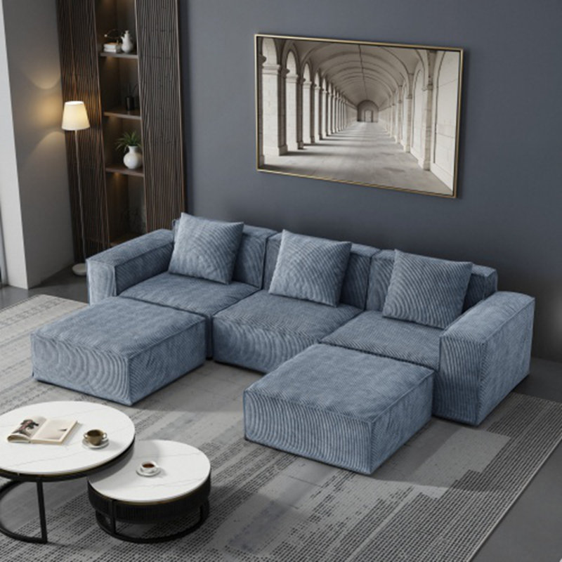 Modular Sofa Can Be Converted Into An Oversized Sofaootrest, Grey Corduroy