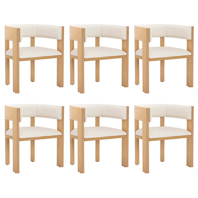 Ensemble de 6 chaises de salle à manger en bois massif Pliner Albert, Champagne / bois naturel