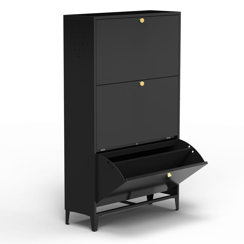 Armoire à chaussures 3 tiroirs en acier