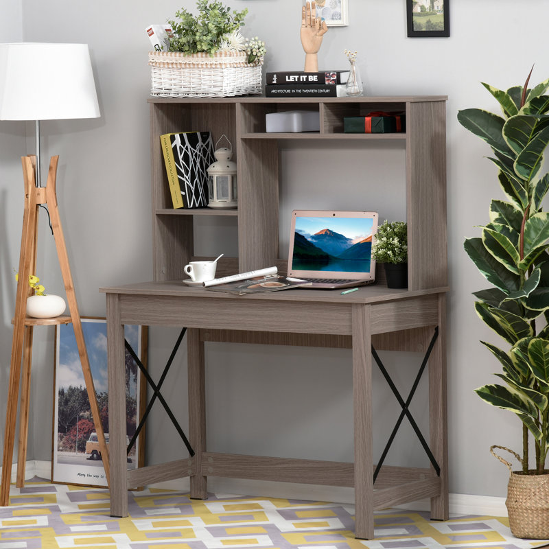 Bureau d'ordinateur avec rangement, table d'étude avec huche, tablettes