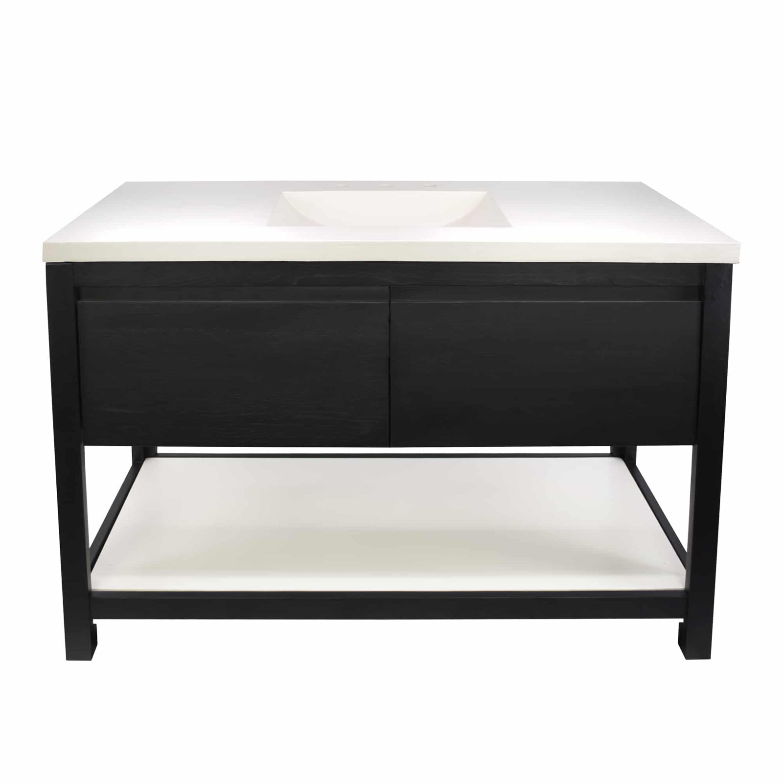 Solace 49" Single Bathroom Vanity Set, Midnight Oak, Pearl