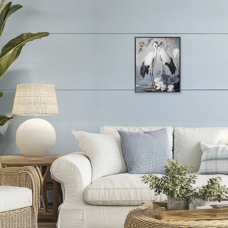 Grues magiques Shore Line, giclée encadrée, design par Steve Hunziker, H 14 po x l 11 po, Giclée encadrée noir minuit
