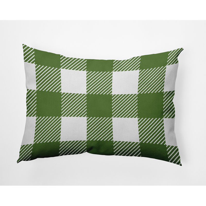 Plaid Outdoor Reversible Throw Pillow, Scallion
