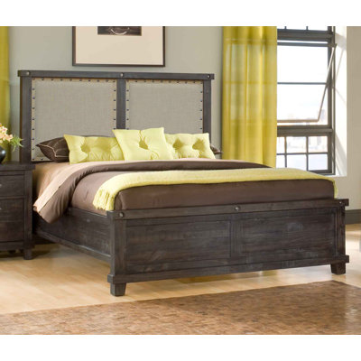 Tahir Upholstered Linen Pine Standard Bed