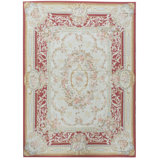 Hand-Knotted High-Quality Red and Ivory Area Rug